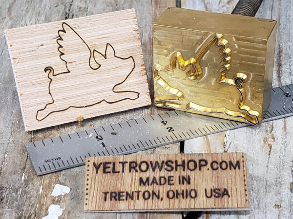 Brass Custom Branding Iron Made in the USA. Flying Pig.