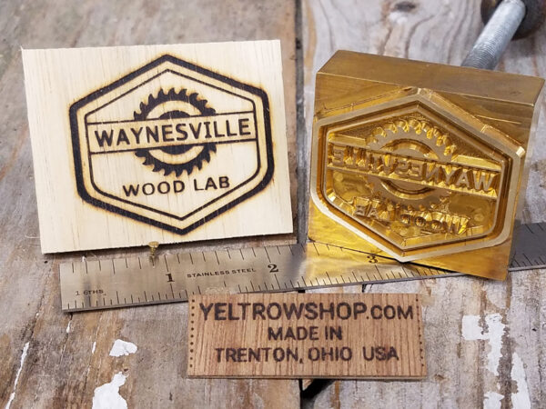 Brass Custom Branding Iron Made in the USA. Waynesville Wood Lab. 2inch.